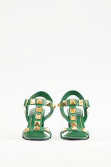 Valentino Green & Gold Roman Rockstud Heel