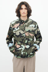 Valentino Green & Multicolour Nylon Hooded Jacket