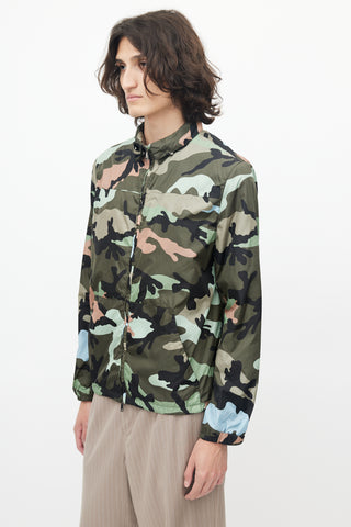 Valentino Green & Multicolour Nylon Hooded Jacket