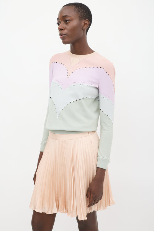 Valentino Multicolour Perforated Knit Colourblock Top