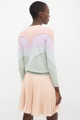 Valentino Multicolour Perforated Knit Colourblock Top