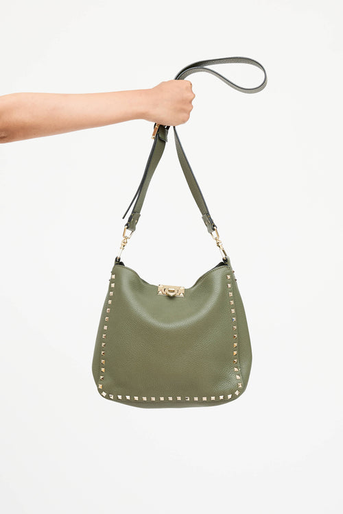 Valentino Leather Rockstud Messenger Bag