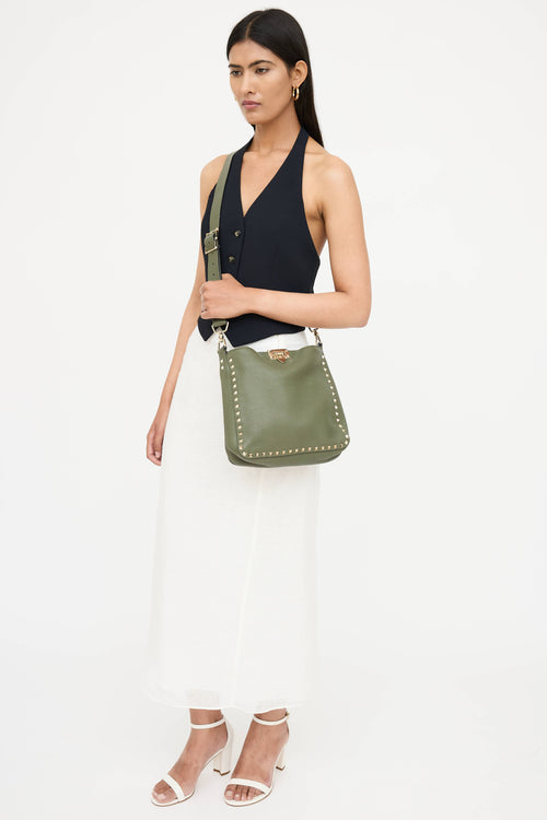 Valentino Leather Rockstud Messenger Bag