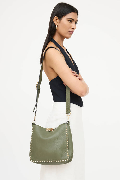 Valentino Leather Rockstud Messenger Bag