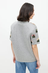Valentino Grey & Multicolour Floral Applique Top