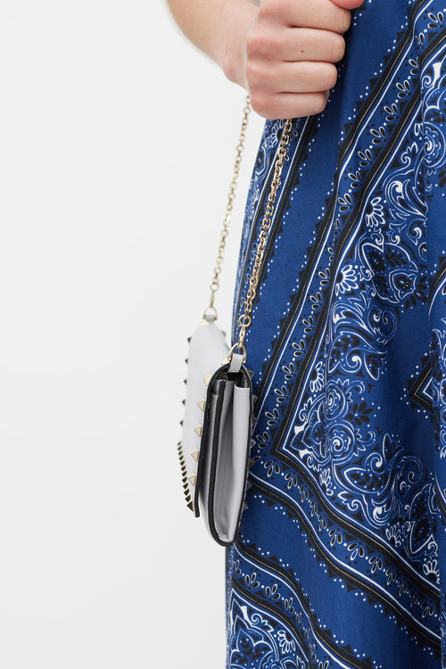 Valentino Grey & Silver Rockstud Wallet On Chain Bag