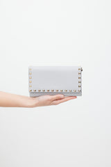 Valentino Grey & Silver Rockstud Wallet On Chain Bag