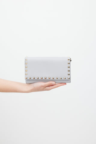 Valentino Grey & Silver Rockstud Wallet On Chain Bag