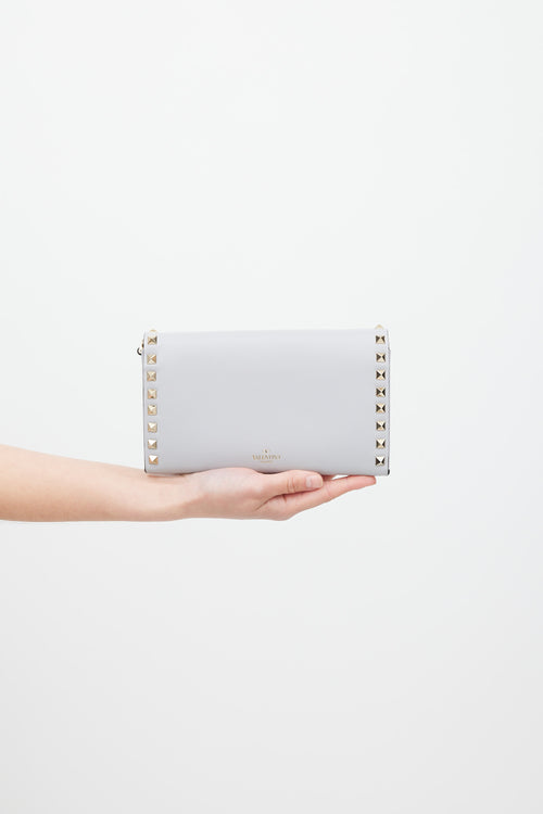 Valentino Grey & Silver Rockstud Wallet On Chain Bag