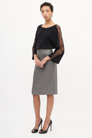 Valentino Grey Tweed Pencil Skirt