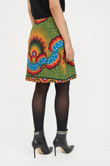 Valentino Green Multi Colour Mini Skirt