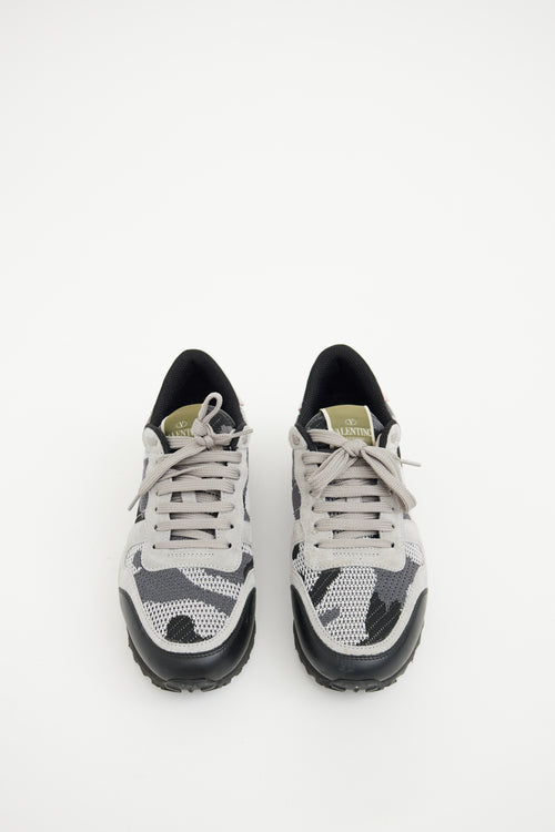 Valentino Grey & Black Rockrunner Knit Sneaker