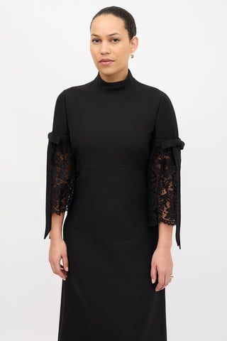 Valentino Guipure Bell Sleeve Dress