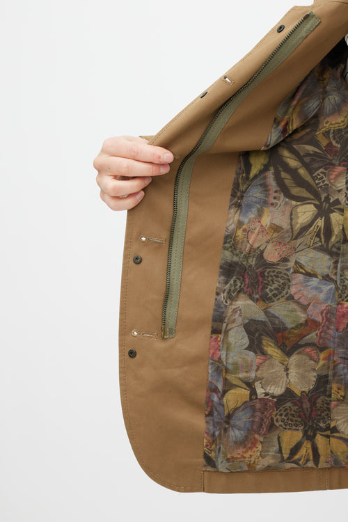 Valentino Khaki Green & Multicolur Cotton Patch Jacket