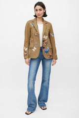 Valentino Khaki Green & Multicolur Cotton Patch Jacket