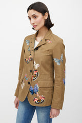 Valentino Khaki Green & Multicolur Cotton Patch Jacket