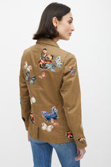 Valentino Khaki Green & Multicolur Cotton Patch Jacket
