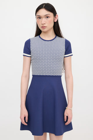 Valentino Knit V Optical Skater Dress