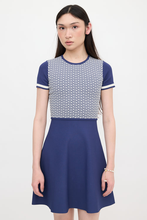 Valentino Knit V Optical Skater Dress