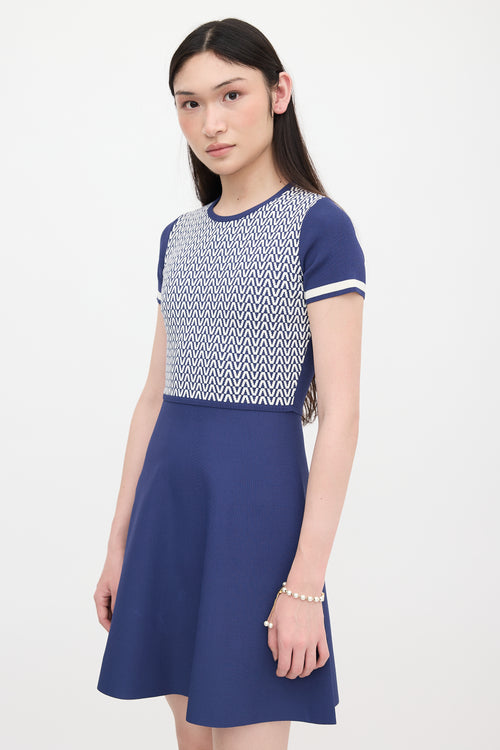 Valentino Knit V Optical Skater Dress