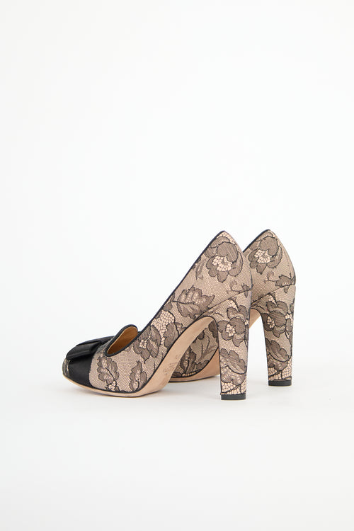 Valentino Lace Satin Bow Pump
