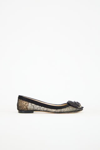Valentino Lace Floral Ballet Flat