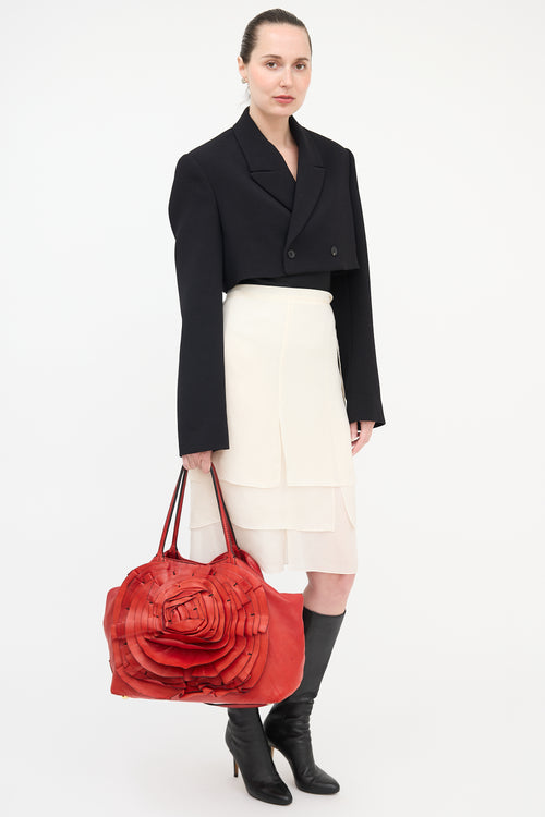 Valentino Leather Petale Rose Tote Bag