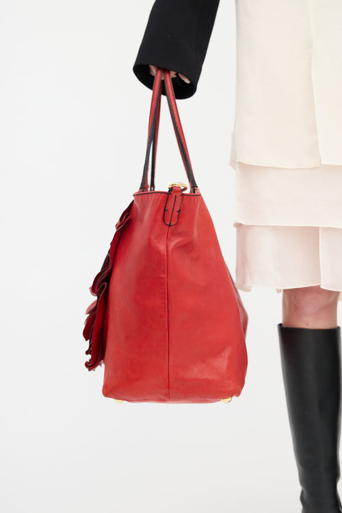 Valentino Leather Petale Rose Tote Bag