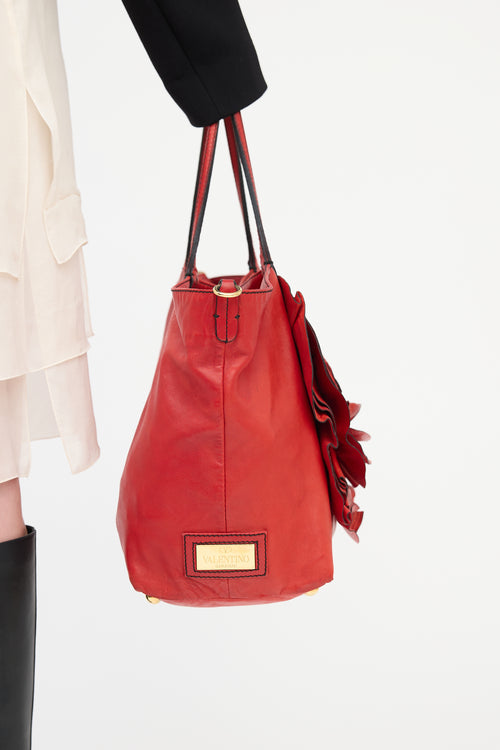 Valentino Leather Petale Rose Tote Bag