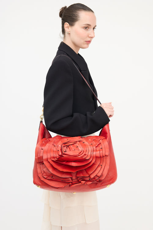Valentino Leather Petale Rose Tote Bag