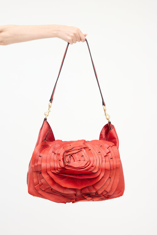 Valentino Leather Petale Rose Tote Bag
