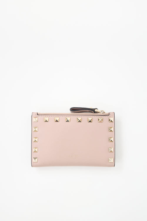 Valentino Leather Rockstud Bifold Wallet