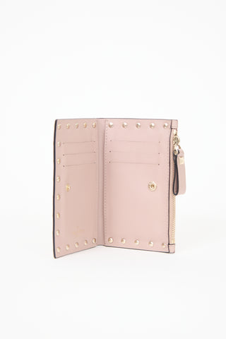 Valentino Leather Rockstud Bifold Wallet