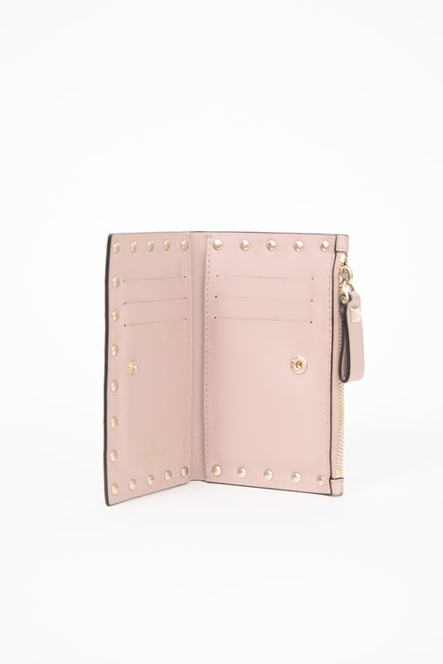 Valentino Leather Rockstud Bifold Wallet