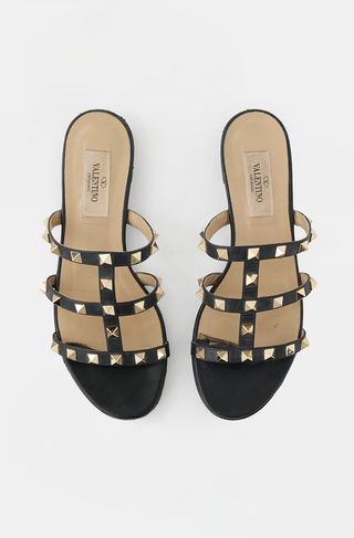 Valentino Leather Rockstud Cage Sandal