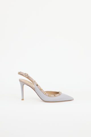 Valentino Leather Rockstud Slingback Pump