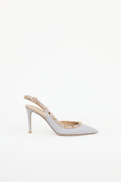 Valentino Leather Rockstud Slingback Pump