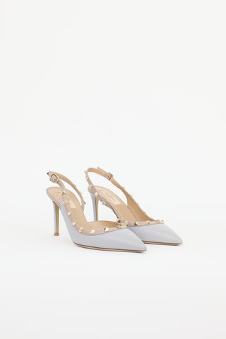 Valentino Leather Rockstud Slingback Pump
