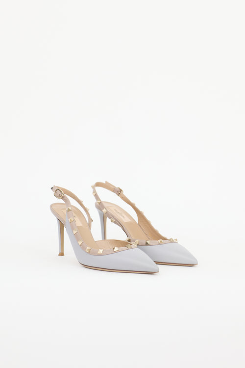 Valentino Leather Rockstud Slingback Pump