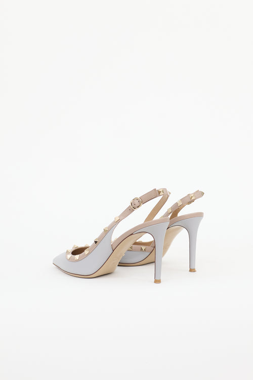 Valentino Leather Rockstud Slingback Pump