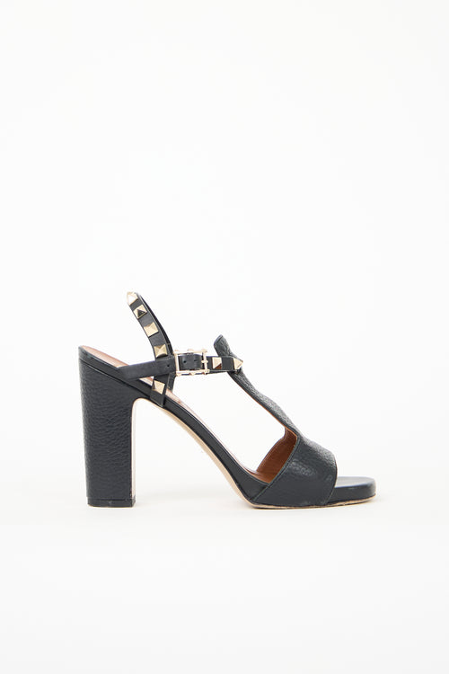 Valentino Leather Rockstud T-Strap Heel