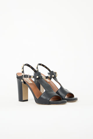 Valentino Leather Rockstud T-Strap Heel