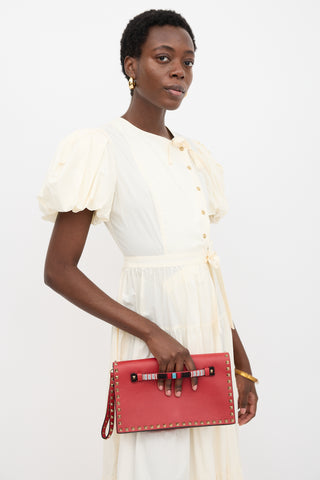 Valentino Leather Rockstud Wristlet Clutch