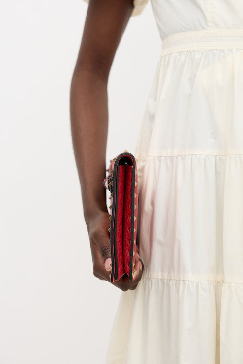 Valentino Leather Rockstud Wristlet Clutch