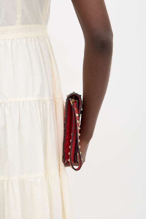 Valentino Leather Rockstud Wristlet Clutch