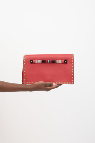 Valentino Leather Rockstud Wristlet Clutch