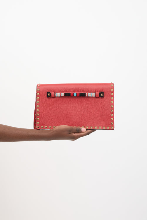 Valentino Leather Rockstud Wristlet Clutch
