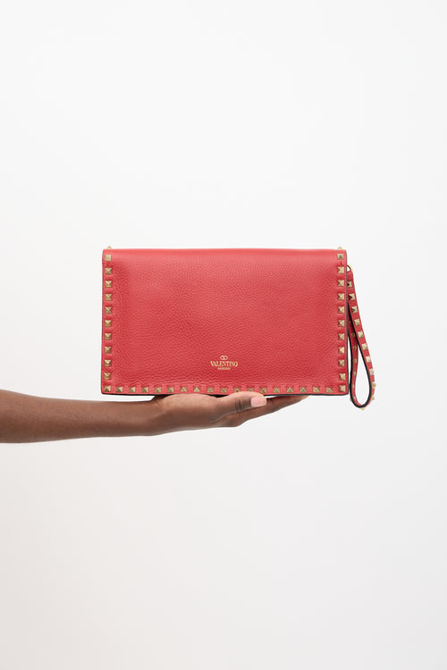 Valentino Leather Rockstud Wristlet Clutch