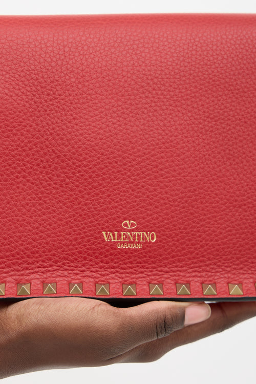 Valentino Leather Rockstud Wristlet Clutch