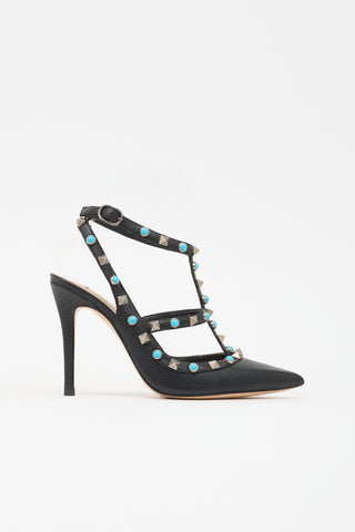 Valentino Leather Rolling Rockstud Pump